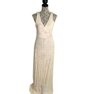 CYNTHIA‎ ROWLEY Floral Maxi Dress V-Neck Sleeveless formal Sundress Designer S